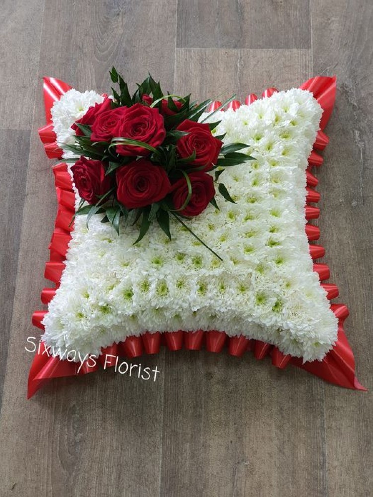 Red and white cushion