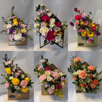 A little note to say - lovely cute arrangement to send your best wishes whether it be just to say hi, brighten their day, get well, Birthday wishes or even to say thank you,
this is a florist choice item which means we will choose the flower content and colours, pic is an example it should be fairly similar but our stock changes daily to keep it fresh so may vary A little note to say - lovely cute arrangement to send your best wishes whether it be just to say hi, brighten their day, get well, Birthday wishes or even to say thank you,
this is a florist choice item which means we will choose the flower content and colours, pic is an example it should be fairly similar but our stock changes daily to keep it fresh so may vary